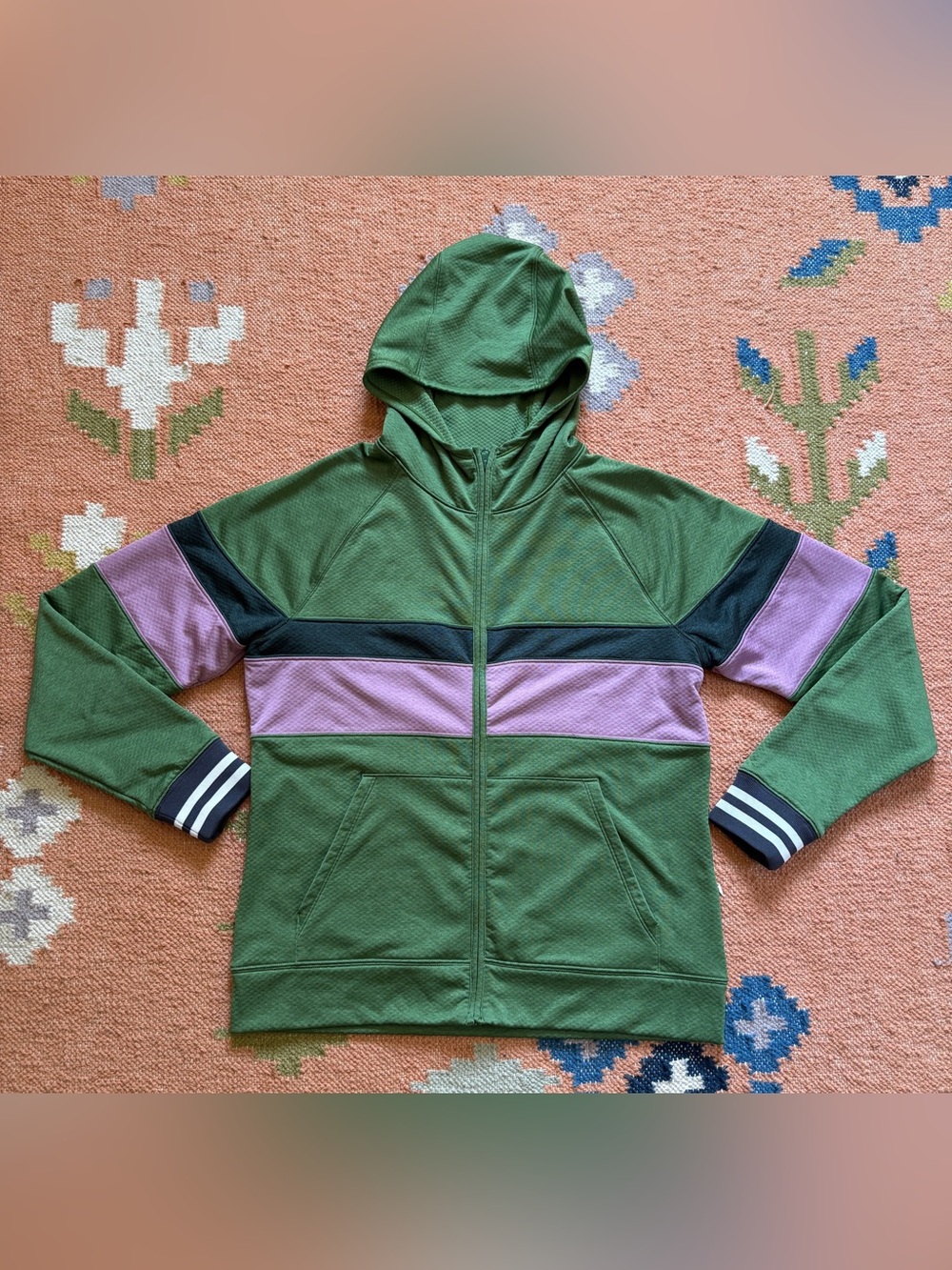 Cotopaxi Women's Bandera Full Zip Hoodie Green Striped Size Medium